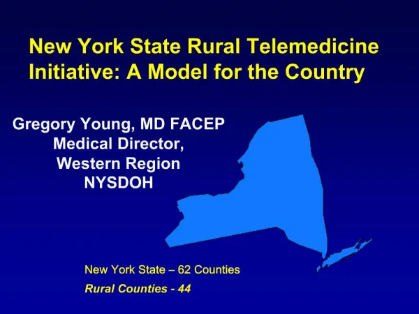 New York State Rural Telemedicine Initiative: A Model for the Country