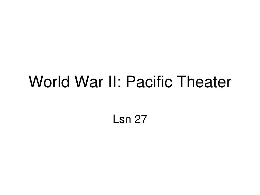 world war ii pacific theater
