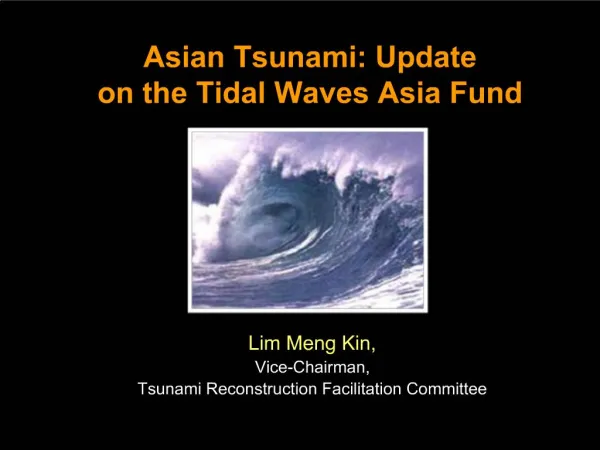 Asian Tsunami: Update on the Tidal Waves Asia Fund