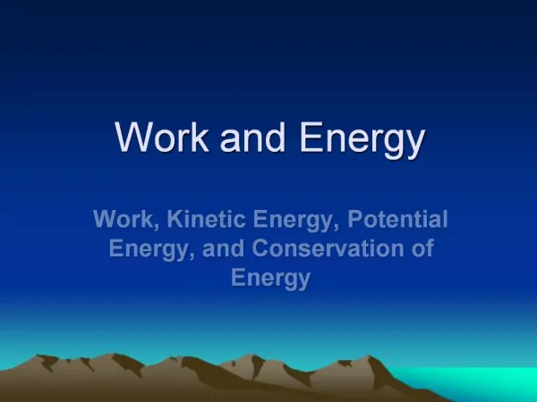 Work and Energy