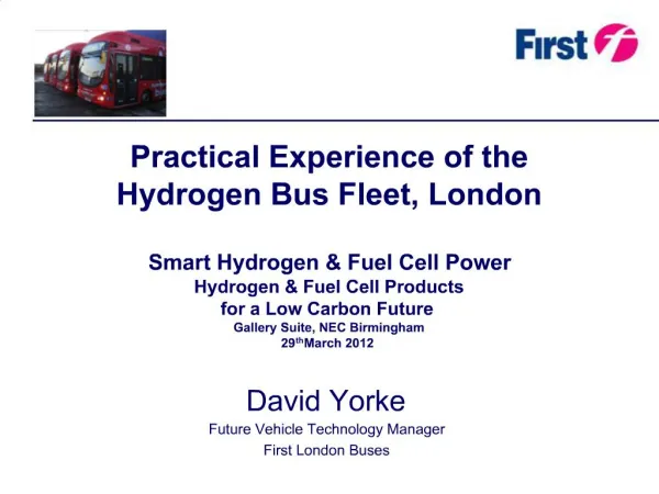 Practical Experience of the Hydrogen Bus Fleet, London Smart Hydrogen Fuel Cell Power Hydrogen Fuel Cell Products fo