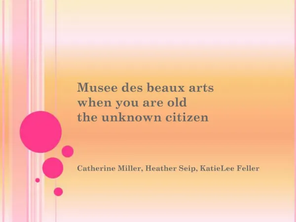 Musee des beaux arts when you are old the unknown citizen