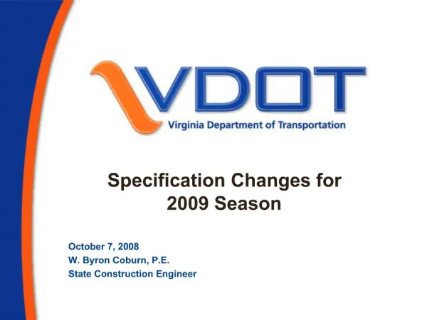 Specification Changes for 2009 Season