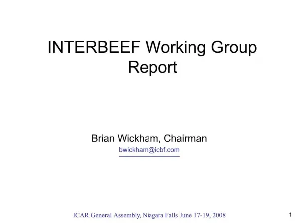 INTERBEEF Working Group Report