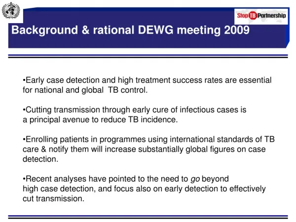 Background &amp; rational DEWG meeting 2009
