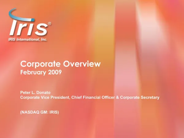 Corporate Overview February 2009