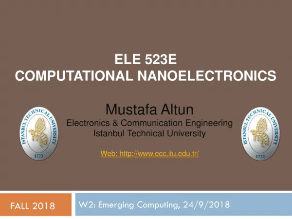 ELE 523E COMPUTATIONAL NANOELECTRONICS