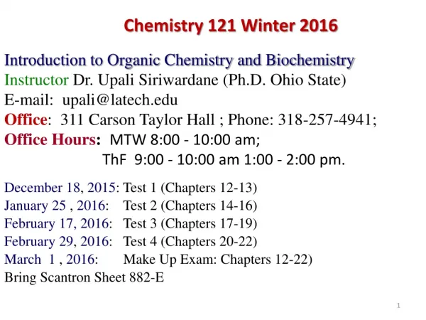 Chemistry 121 Winter 2016
