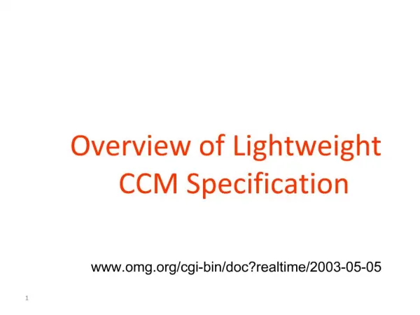 Overview of Lightweight CCM Specification