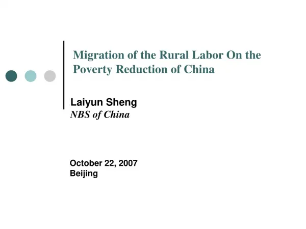 Migration of the Rural Labor On the Poverty Reduction of China