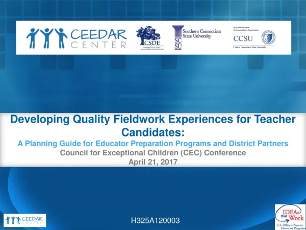 Developing Quality Fieldwork Experiences for Teacher Candidates: