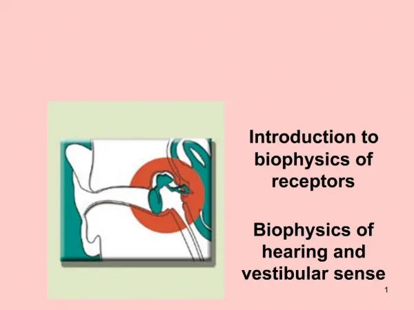 Introduction to biophysics of receptors Biophysics of hearing and vestibular sense