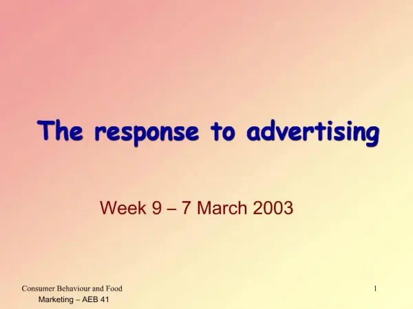 The response to advertising