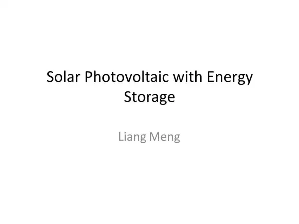 Solar Photovoltaic with Energy Storage