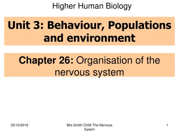 Unit 3: Behaviour, Populations and environment