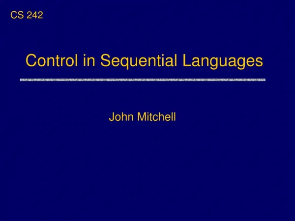Control in Sequential Languages