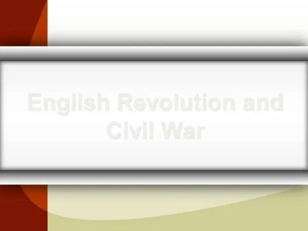 English Revolution and Civil War