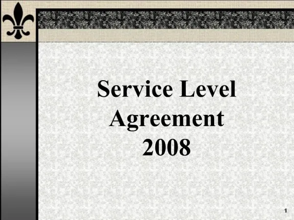 Service Level Agreement 2008