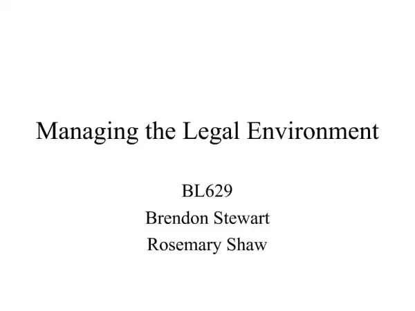 Managing the Legal Environment