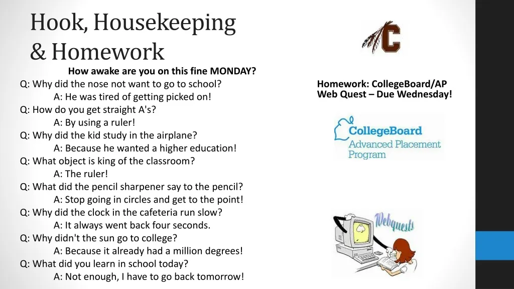 hook housekeeping homework