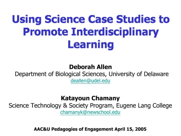 Using Science Case Studies to Promote Interdisciplinary Learning
