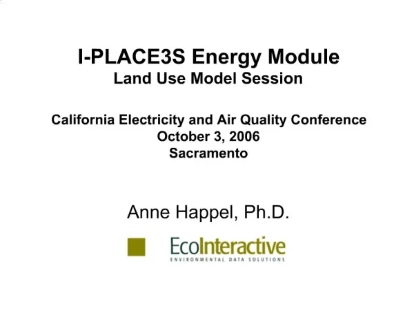 California Electricity and Air Quality Conference October 3, 2006 Sacramento