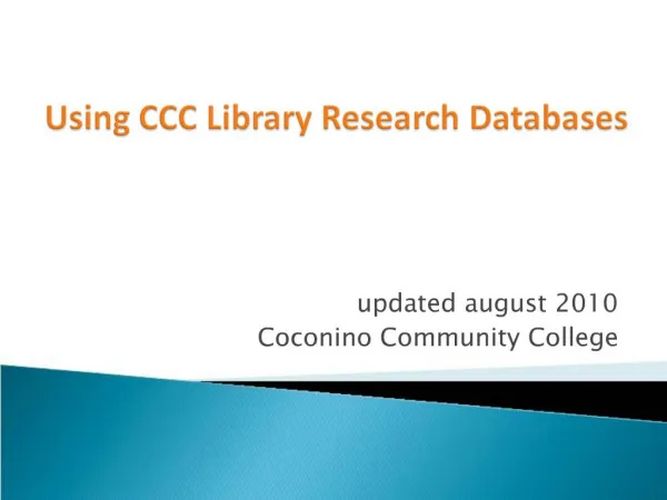 Using CCC Library Research Databases