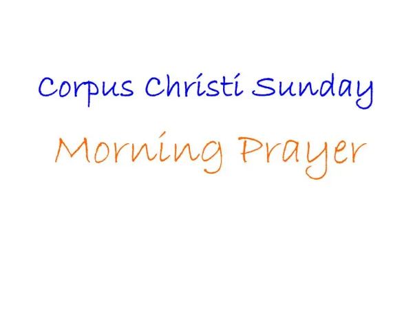 Corpus Christi Sunday