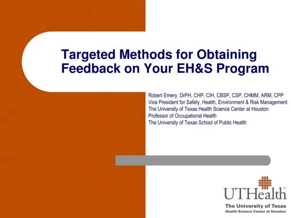 Targeted Methods for Obtaining Feedback on Your EH&amp;S Program