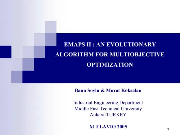 EMAPS II : AN EVOLUTIONARY ALGORITHM FOR MULTIOBJECTIVE OPTIMIZATION