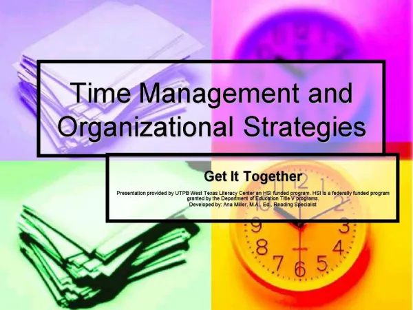 Time Management and Organizational Strategies