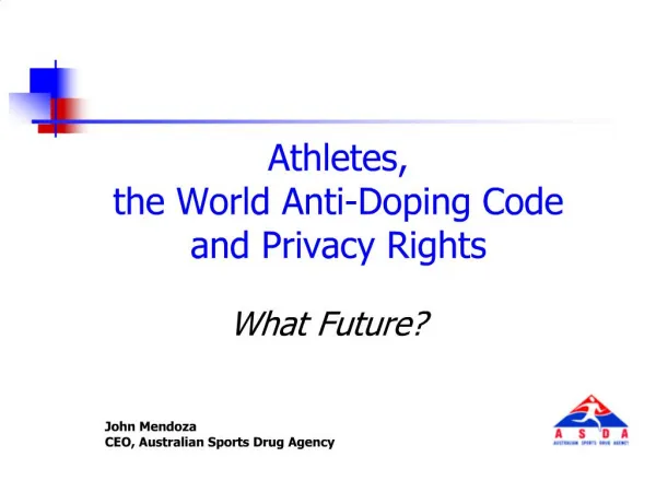 Athletes, the World Anti-Doping Code and Privacy Rights