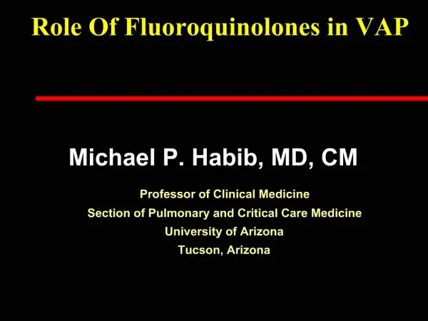 Role Of Fluoroquinolones in VAP