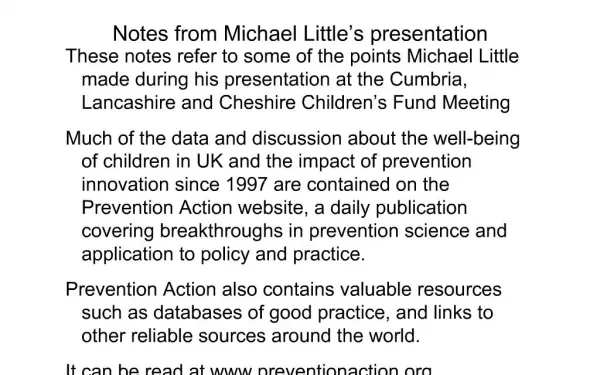 Notes from Michael Little s presentation