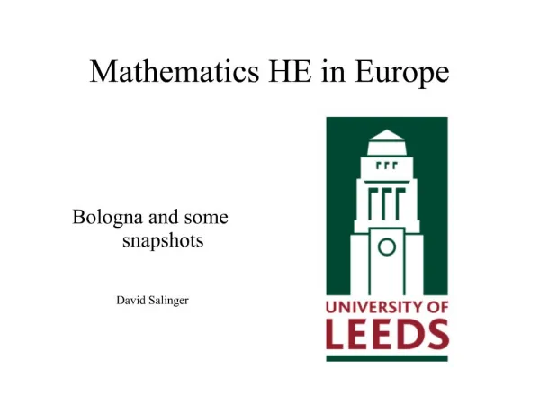Mathematics HE in Europe