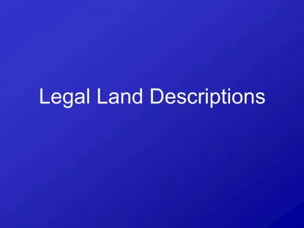 Legal Land Descriptions
