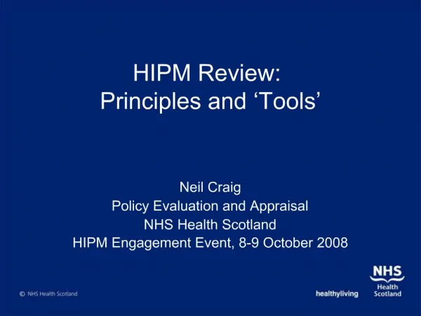 HIPM Review: Principles and Tools