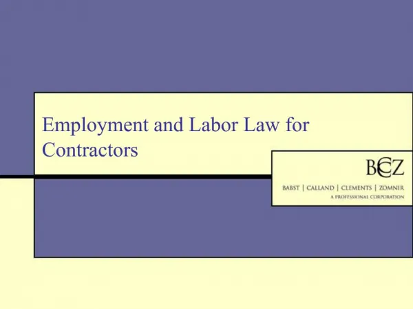 Employment and Labor Law for Contractors