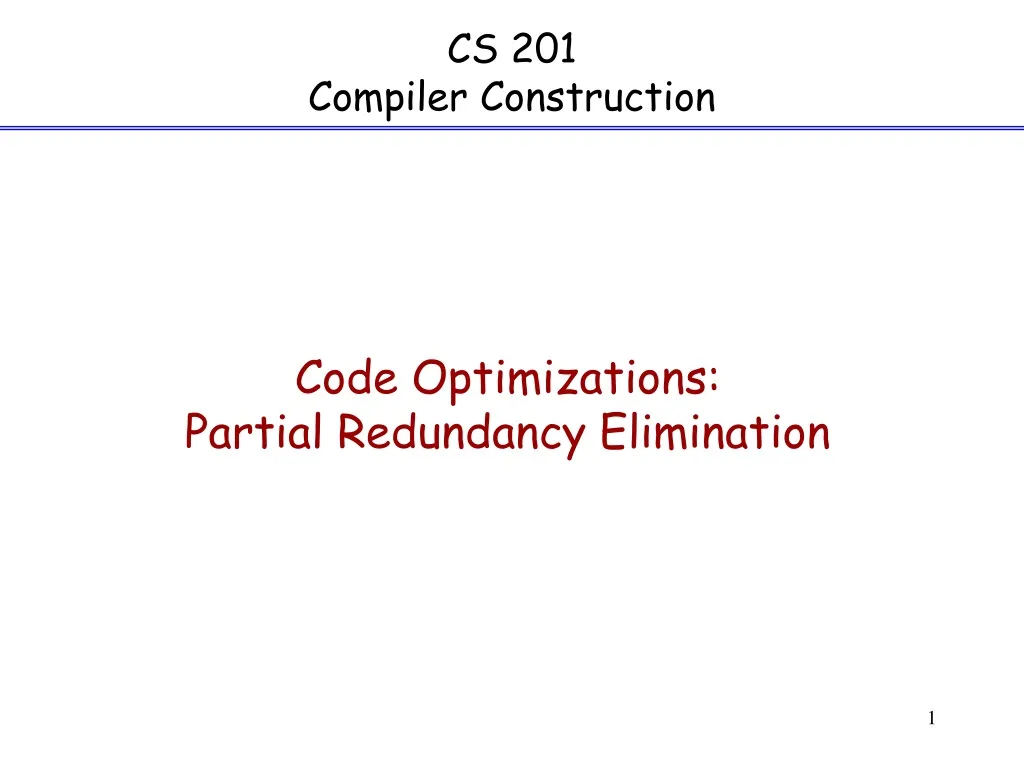 cs 201 compiler construction