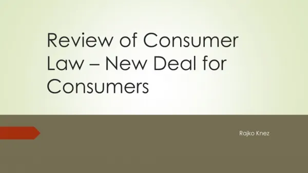 Review of Consumer Law – New Deal for Consumers