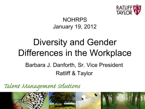 NOHRPS January 19, 2012 Diversity and Gender Differences in the Workplace