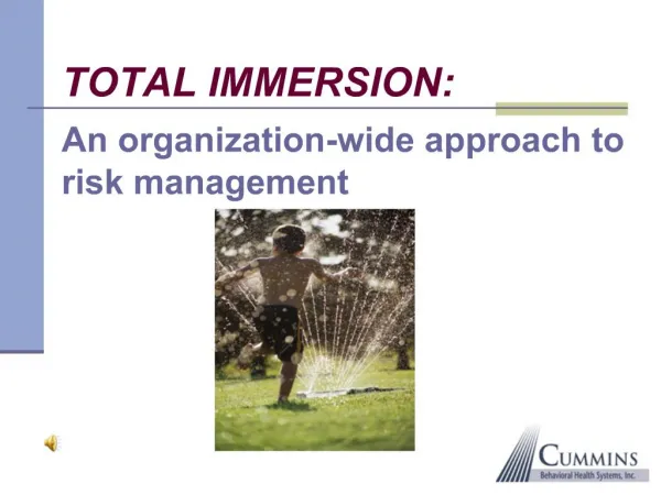 TOTAL IMMERSION: An organization-wide approach to risk management