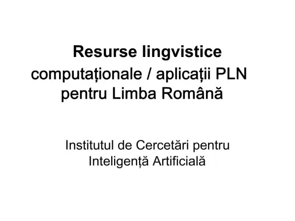 Resurse lingvistice computationale