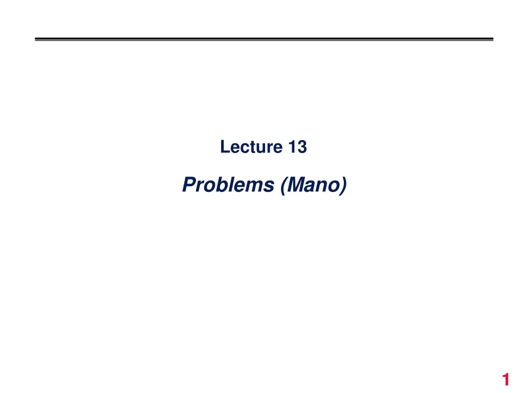 lecture 13 problems mano
