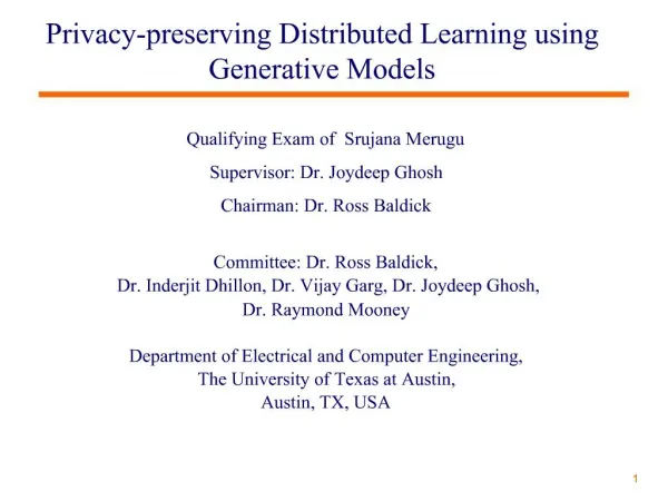 Privacy-preserving Distributed Learning using Generative Models