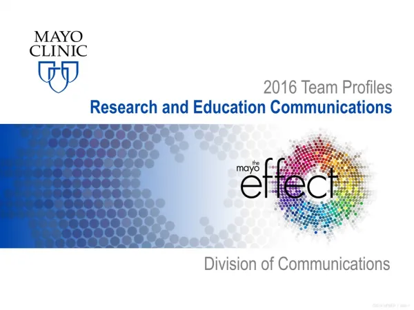 2016 Team Profiles Research and Education Communications