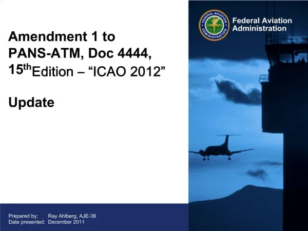 Amendment 1 to PANS-ATM, Doc 4444, 15th Edition ICAO 2012 Update