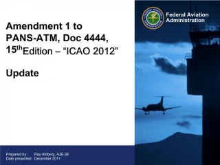 Amendment 1 to PANS-ATM, Doc 4444, 15th Edition ICAO 2012 Update - slide 1