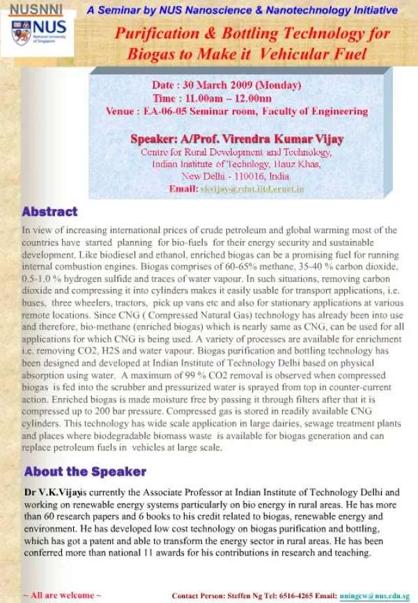 A Seminar by NUS Nanoscience Nanotechnology Initiative