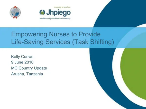 Empowering Nurses to Provide Life-Saving Services Task Shifting